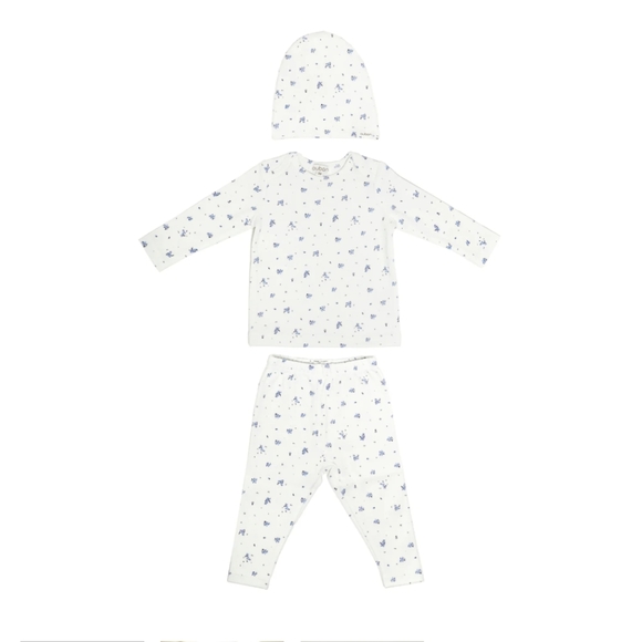 Blue floral two piece with hat - Picture 2 of 2